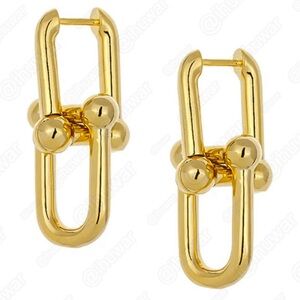 925 Sterling Gold U Link 14K Gold Plated Hardware Chunky Earrings